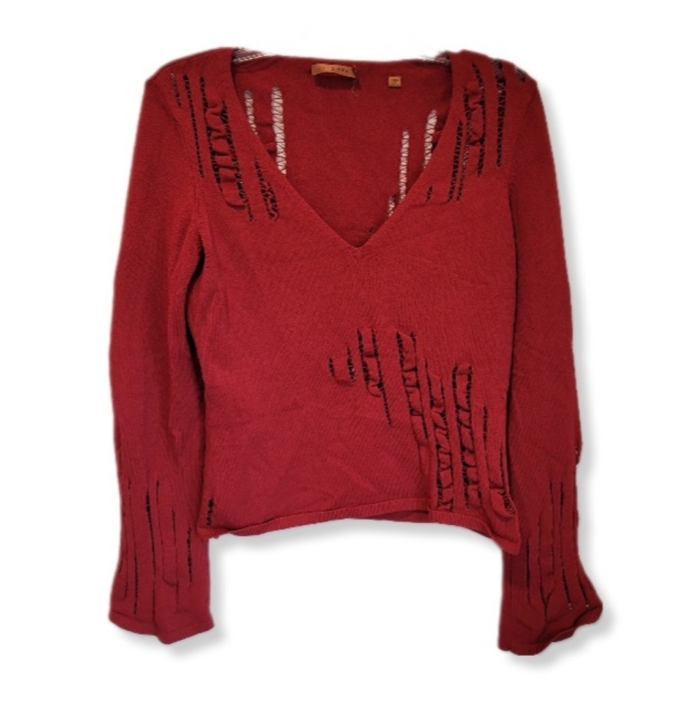 Essendi Sweater Women's Red Color With Long Sleeves And Cut Out Detail S…